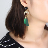 New Arrival Long Drop Earrings  Tassel & Geometry style  (Black Green Color Dangle Earring) - Uncommon Remington 