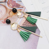 New Arrival Long Drop Earrings  Tassel & Geometry style  (Black Green Color Dangle Earring) - Uncommon Remington 