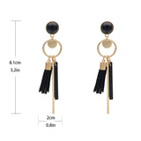 New Arrival Long Drop Earrings  Tassel & Geometry style  (Black Green Color Dangle Earring) - Uncommon Remington 