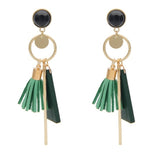 New Arrival Long Drop Earrings  Tassel & Geometry style  (Black Green Color Dangle Earring) - Uncommon Remington 