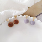 Sweet Fluffy Balls stud Earrings Love Heart Drop - Uncommon Remington 