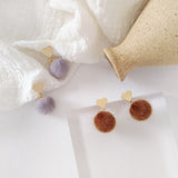 Sweet Fluffy Balls stud Earrings Love Heart Drop - Uncommon Remington 
