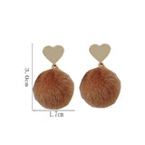 Sweet Fluffy Balls stud Earrings Love Heart Drop - Uncommon Remington 