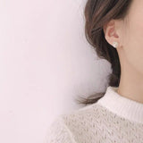 (S925 Pin) Vintage Design Sweet Pearl/Stone Geometric Round Circle Stud Earrings (Simple and elegant style) - Uncommon Remington 