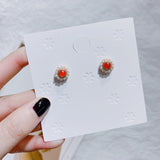 (S925 Pin) Vintage Design Sweet Pearl/Stone Geometric Round Circle Stud Earrings (Simple and elegant style) - Uncommon Remington 