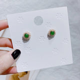 (S925 Pin) Vintage Design Sweet Pearl/Stone Geometric Round Circle Stud Earrings (Simple and elegant style) - Uncommon Remington 