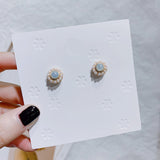 (S925 Pin) Vintage Design Sweet Pearl/Stone Geometric Round Circle Stud Earrings (Simple and elegant style) - Uncommon Remington 