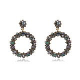 2019 New Europe Bohemian Vintage Crystal Flower Statement Drop Earrings - Uncommon Remington 