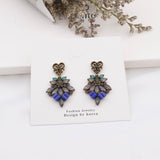 2019 New Europe Bohemian Vintage Crystal Flower Statement Drop Earrings - Uncommon Remington 