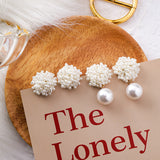 New Arrival Handmade Simulated Pearl Flower Pom Pom  Earrings - Uncommon Remington 