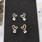2019 New Korean Style Irregular Heart Square Crystal Earrings - Uncommon Remington 