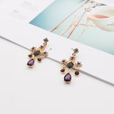 Baroque Style Rhinestone Flower Water Drop  Earrings - Uncommon Remington 