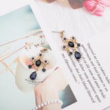 Baroque Style Rhinestone Flower Water Drop  Earrings - Uncommon Remington 