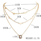 Water Drop Stars Heart Love  Gold Multilayer Necklace set - Uncommon Remington 