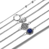 6Pcs/Set Bohemian Vintage Lotus Blue Round Bracelet Set - Uncommon Remington 