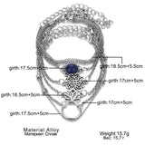 6Pcs/Set Bohemian Vintage Lotus Blue Round Bracelet Set - Uncommon Remington 