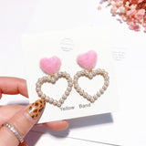 2019 Sweet Pink Fur Love Heart Earrings - Uncommon Remington 