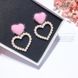 2019 Sweet Pink Fur Love Heart Earrings - Uncommon Remington 
