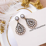 Vintage Rhinestone Pearl Dangle Earrings (Water drop shape) - Uncommon Remington 