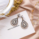 Vintage Rhinestone Pearl Dangle Earrings (Water drop shape) - Uncommon Remington 