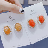 New Elegant  Pearl Oval Stud Earrings - Uncommon Remington 