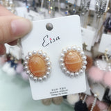 New Elegant  Pearl Oval Stud Earrings - Uncommon Remington 