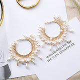 Water Drop Pearl Tassel Statement Circle Dangle Earrings - Uncommon Remington 