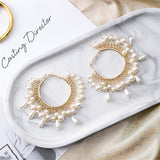 Water Drop Pearl Tassel Statement Circle Dangle Earrings - Uncommon Remington 