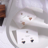 Shimmery heart & Pear  Stud Earrings  4pcs/Set - Uncommon Remington 
