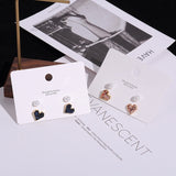 Shimmery heart & Pear  Stud Earrings  4pcs/Set - Uncommon Remington 