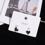 Shimmery heart & Pear  Stud Earrings  4pcs/Set - Uncommon Remington 