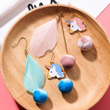 2019 e Unicorn / Feather Asymmetric Drop Earrings - Uncommon Remington 
