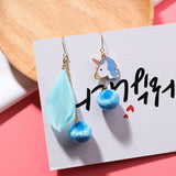 2019 e Unicorn / Feather Asymmetric Drop Earrings - Uncommon Remington 