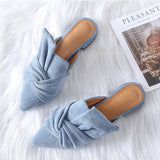Elegant Bowtie Slipper Sandals /Pointed Toe Flat Sandals - Uncommon Remington 
