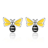 925 Solid Sterling Silver Yellow Bee  Stud Earrings - Uncommon Remington 