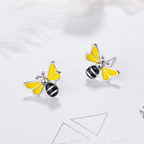 925 Solid Sterling Silver Yellow Bee  Stud Earrings - Uncommon Remington 
