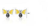 925 Solid Sterling Silver Yellow Bee  Stud Earrings - Uncommon Remington 