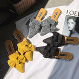 Pearl studded chunky heel  pointed toe chick bow slipper (shoes) - Uncommon Remington 