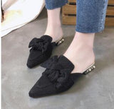 Pearl studded chunky heel  pointed toe chick bow slipper (shoes) - Uncommon Remington 