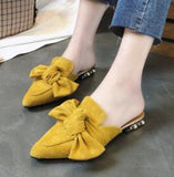 Pearl studded chunky heel  pointed toe chick bow slipper (shoes) - Uncommon Remington 