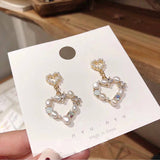 2019 Made in Korea Elegant Simulated Pearl Heart Drop Earrings - Uncommon Remington 