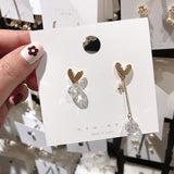 Made in Korean New Style Metal  and  Crystal Asymmetric Long Drop Earrings - Uncommon Remington 