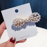 2019 Korean  Simulated Pearl Beads Flower Bowknot Hair Clips - Uncommon Remington 
