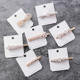 2019 Korean  Simulated Pearl Beads Flower Bowknot Hair Clips - Uncommon Remington 