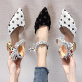 2019 New Summer Sandals Polka Dot Ankle Strap Dress Shoes (Pointed toe Sandal Lace Up High Heels) - Uncommon Remington 