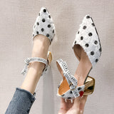 2019 New Summer Sandals Polka Dot Ankle Strap Dress Shoes (Pointed toe Sandal Lace Up High Heels) - Uncommon Remington 