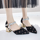 2019 New Summer Sandals Polka Dot Ankle Strap Dress Shoes (Pointed toe Sandal Lace Up High Heels) - Uncommon Remington 