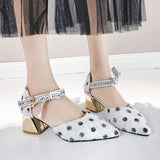 2019 New Summer Sandals Polka Dot Ankle Strap Dress Shoes (Pointed toe Sandal Lace Up High Heels) - Uncommon Remington 