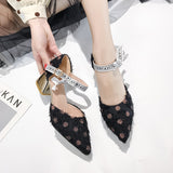 2019 New Summer Sandals Polka Dot Ankle Strap Dress Shoes (Pointed toe Sandal Lace Up High Heels) - Uncommon Remington 