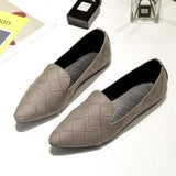 Spring Autumn Women Flats Rhombic lattice Slip on Flat Shoes Pu Leather Flat Dress Shoes Pointed Toe Ballet Flats Female 7299 - Uncommon Remington 